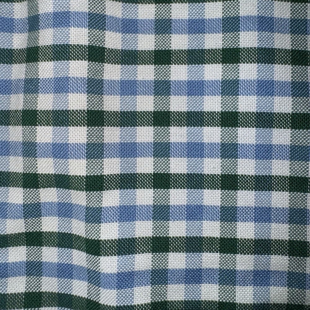 Stafford Mens 2XL Oxford Dress Shirt Button Up Cotton Green Blue Gingham Plaid - Picture 16 of 16